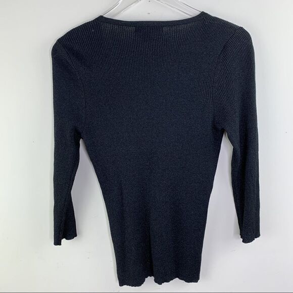 Faux Ribbed Cardigan Metallic Black August Silk - Picture 7 of 10